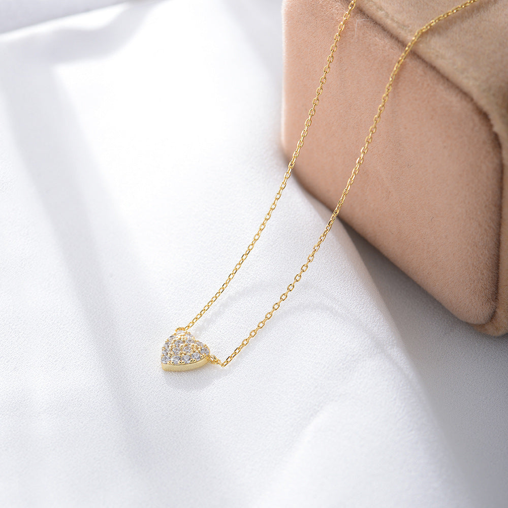 Silver Heart-shaped Zircon Necklace