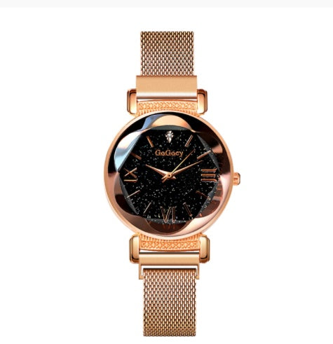 Point Diamond Simple Mesh Strap Quartz Women's Watch