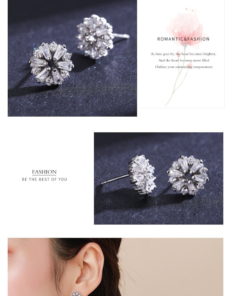 S925 Silver Flower Stud Earrings