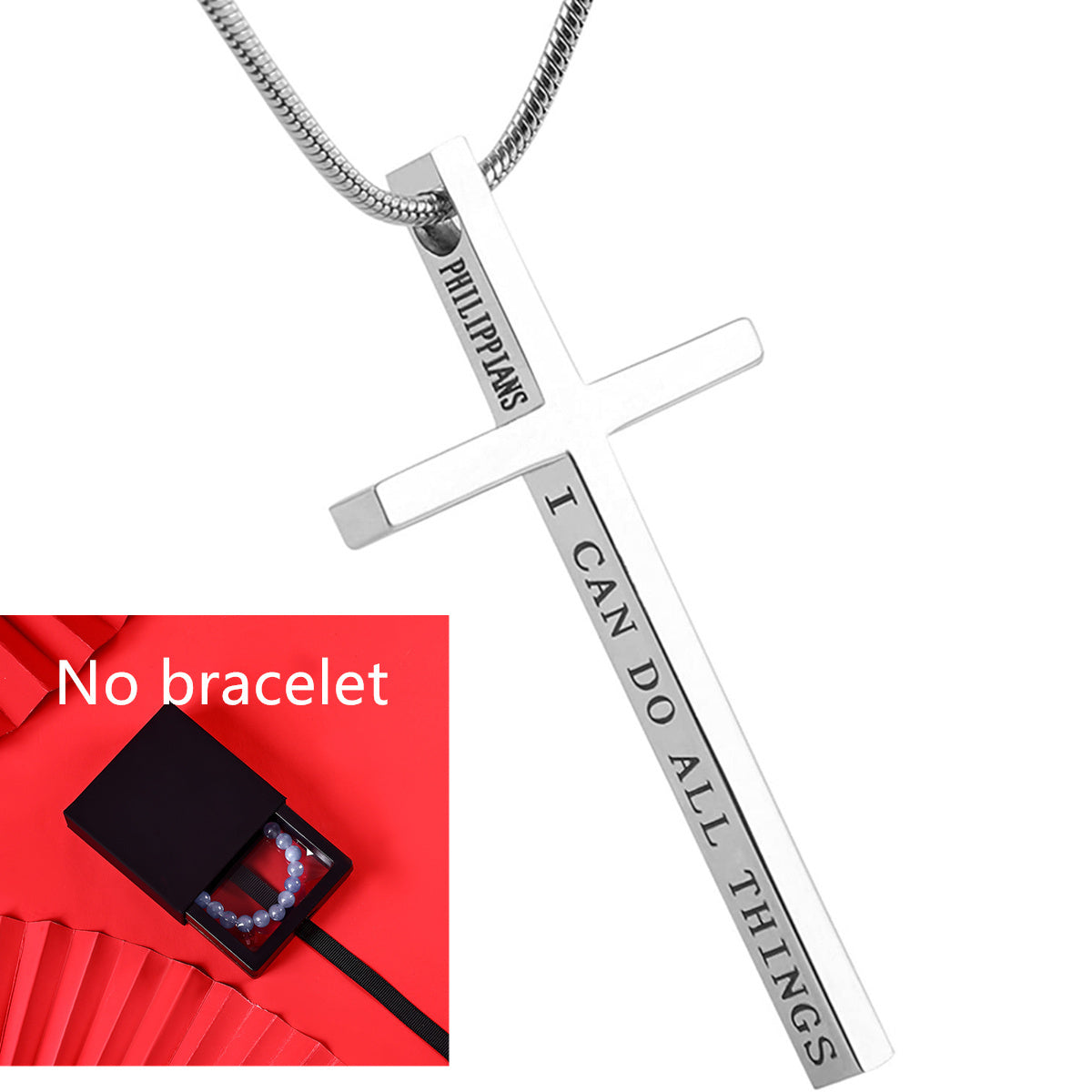 Personalized Men's Cross Pendant Snake Bones Chain Stainless Steel Necklace