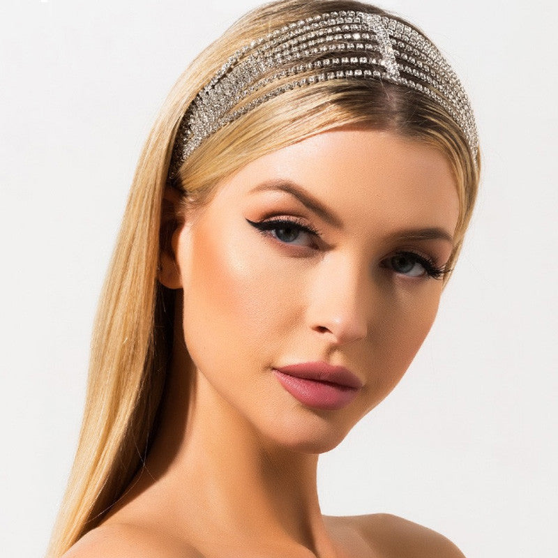 Elastic Multi Layered Rhinestone Hair Band