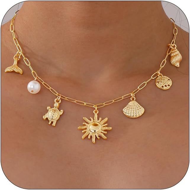 Shell Sun Starfish Summer Beach Necklace