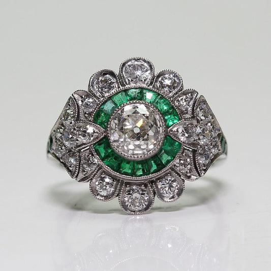 Emerald Diamond Women's Ring