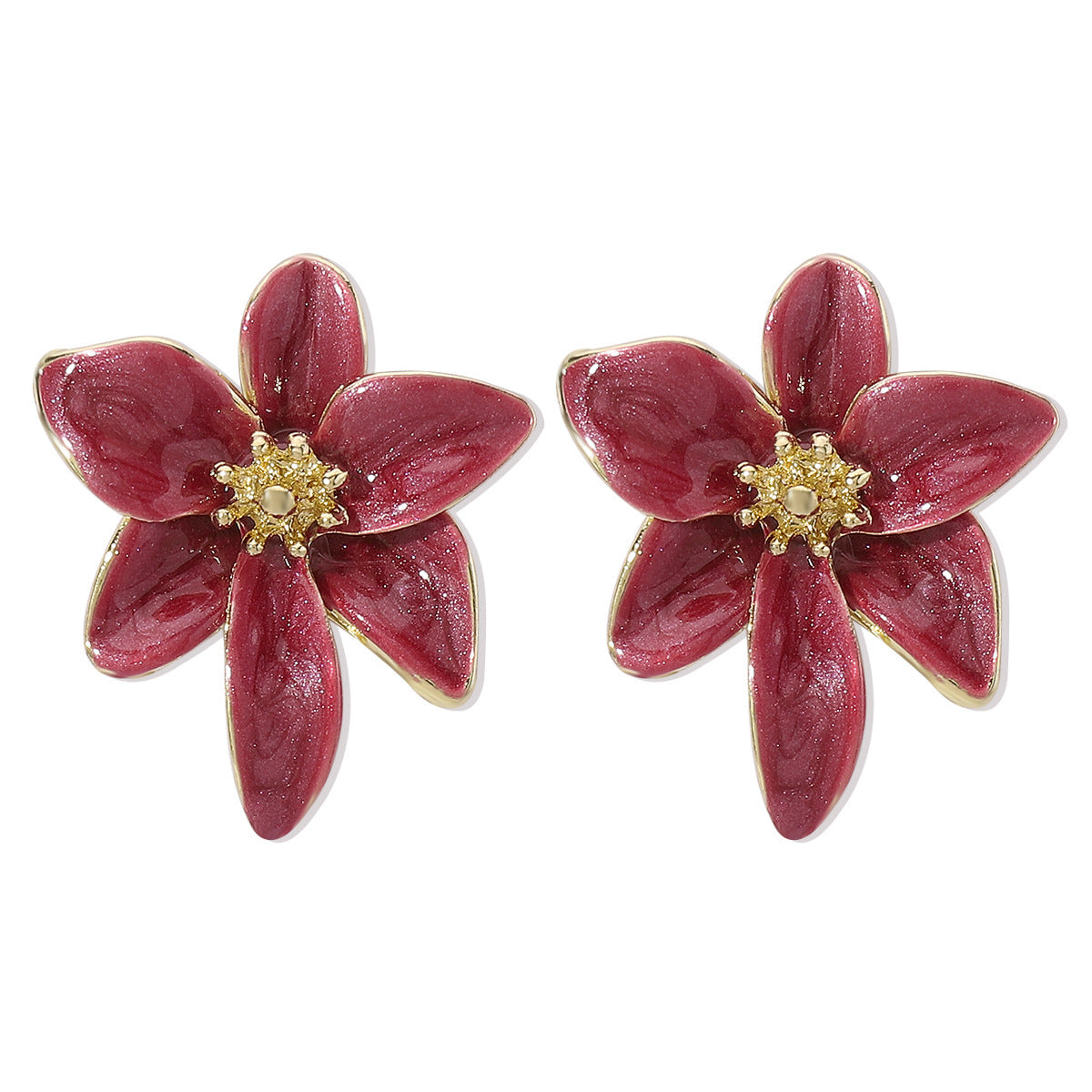 Vintage Color Enamel Flower Stud Earrings