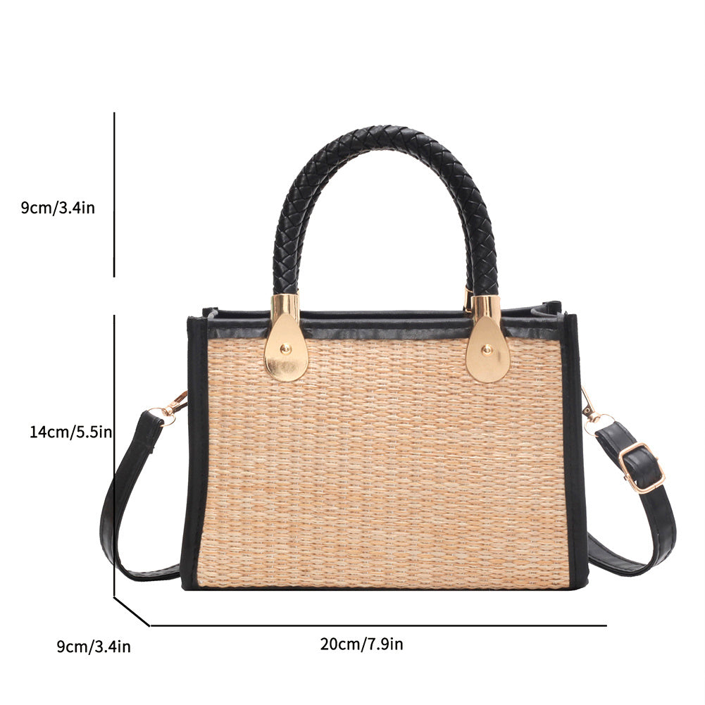 Textured Woven Contrast Color Portable Shoulder Bag