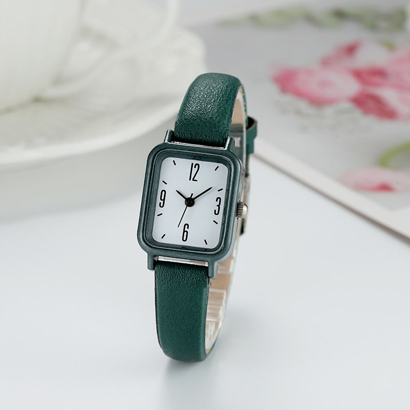 Simple Square Scale Digital Leather-belt Women's Watch