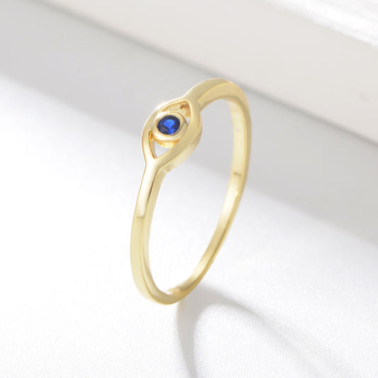 925 Sterling Silver 18K Gold Plated Evil Eye Exquisite Ring