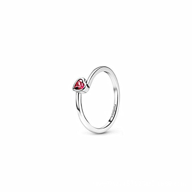 Solitaire Epoxy Love Heart Sterling Silver Ring S925