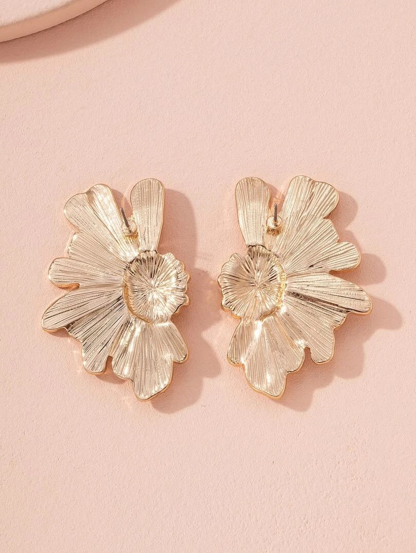 Vintage Enamel Alloy Flower Petal Shaped Stud Earrings