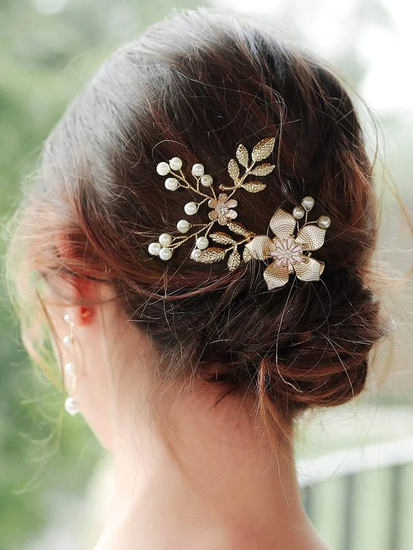 Faux Pearl & Flower Hair Clip