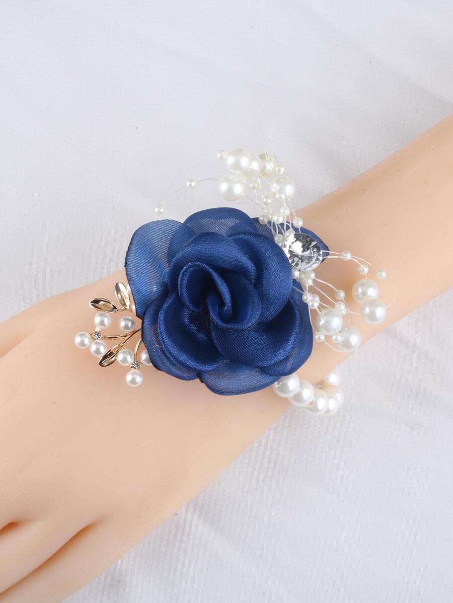 Flower & Faux Pearl Wrist Corsage