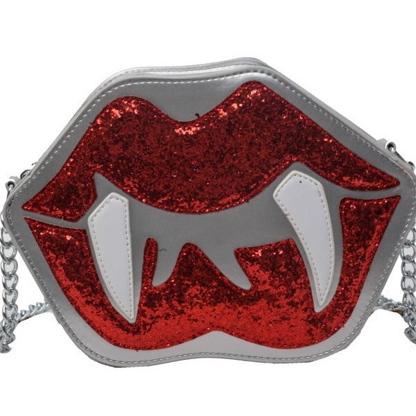 Personality Sequin Chain Big Lips Style Crossbody Bag