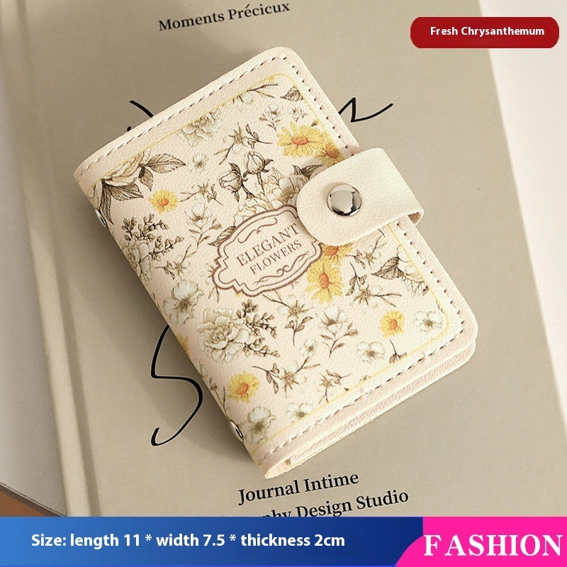 Women's Flower Oil Painting Retro Style Card Holder Wallet