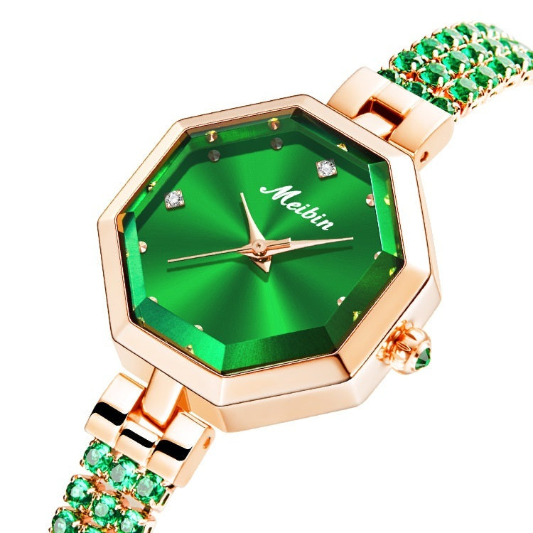 Octagonal Rose Stone Women's Watch