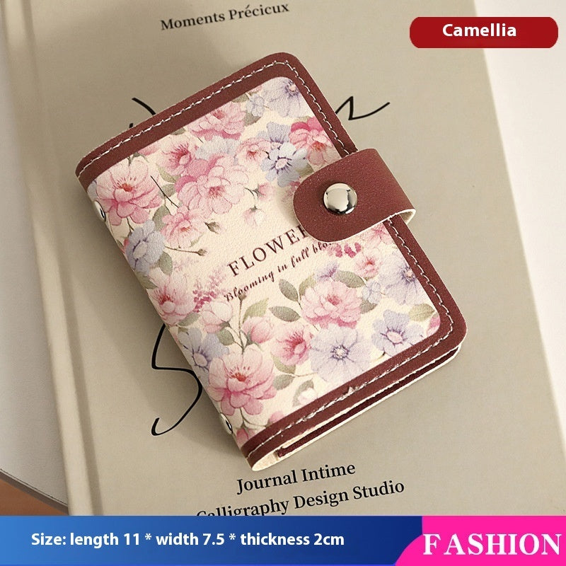 Women's Flower Oil Painting Retro Style Card Holder Wallet