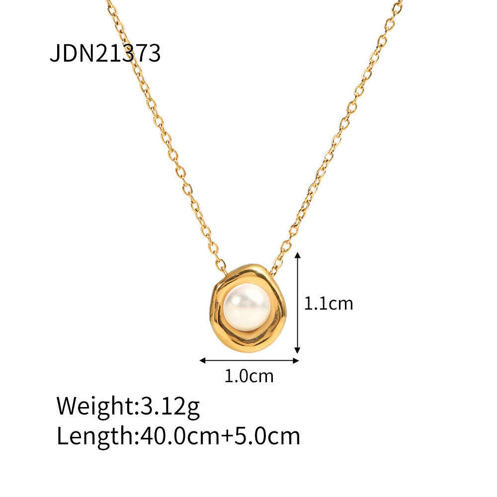 Stainless Steel Pearl Pendant Necklace