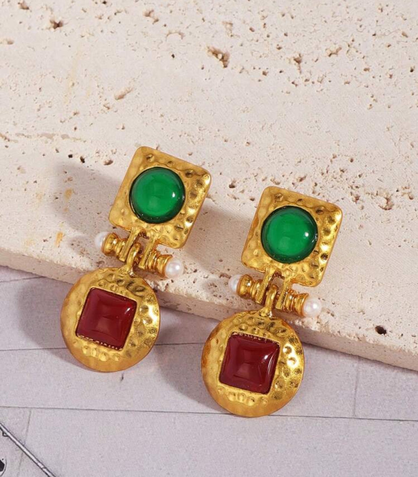 Retro Colored Texture Metallic Earrings