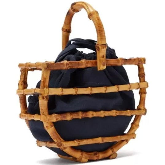 Ancient Style Handmade Tassel Bamboo Bucket Handbag