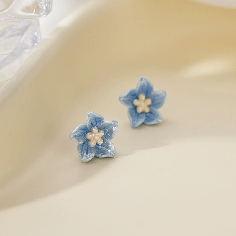 Blue Flower Stud Earrings