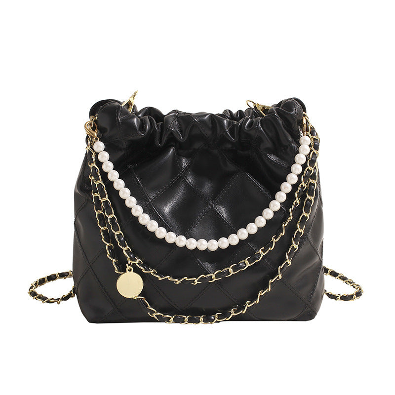 Niche Texture Garbage Rhombus PU Hand Bag