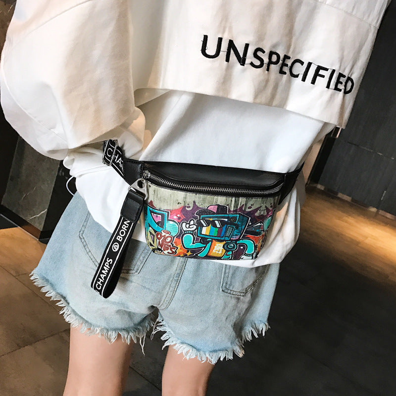 Hip Hop Fashion Painted Graffiti Small Casual Slanted Chest Bag