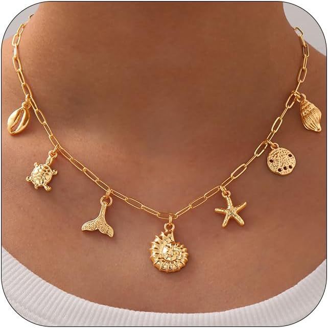 Shell Sun Starfish Summer Beach Necklace