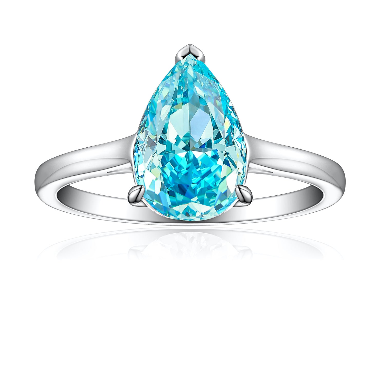 High-end S925 Sterling Silver 4ct Drop-shaped Ice Flower Cut Ring 812 Colored Gems High Carbon Diamond Women's Ring
