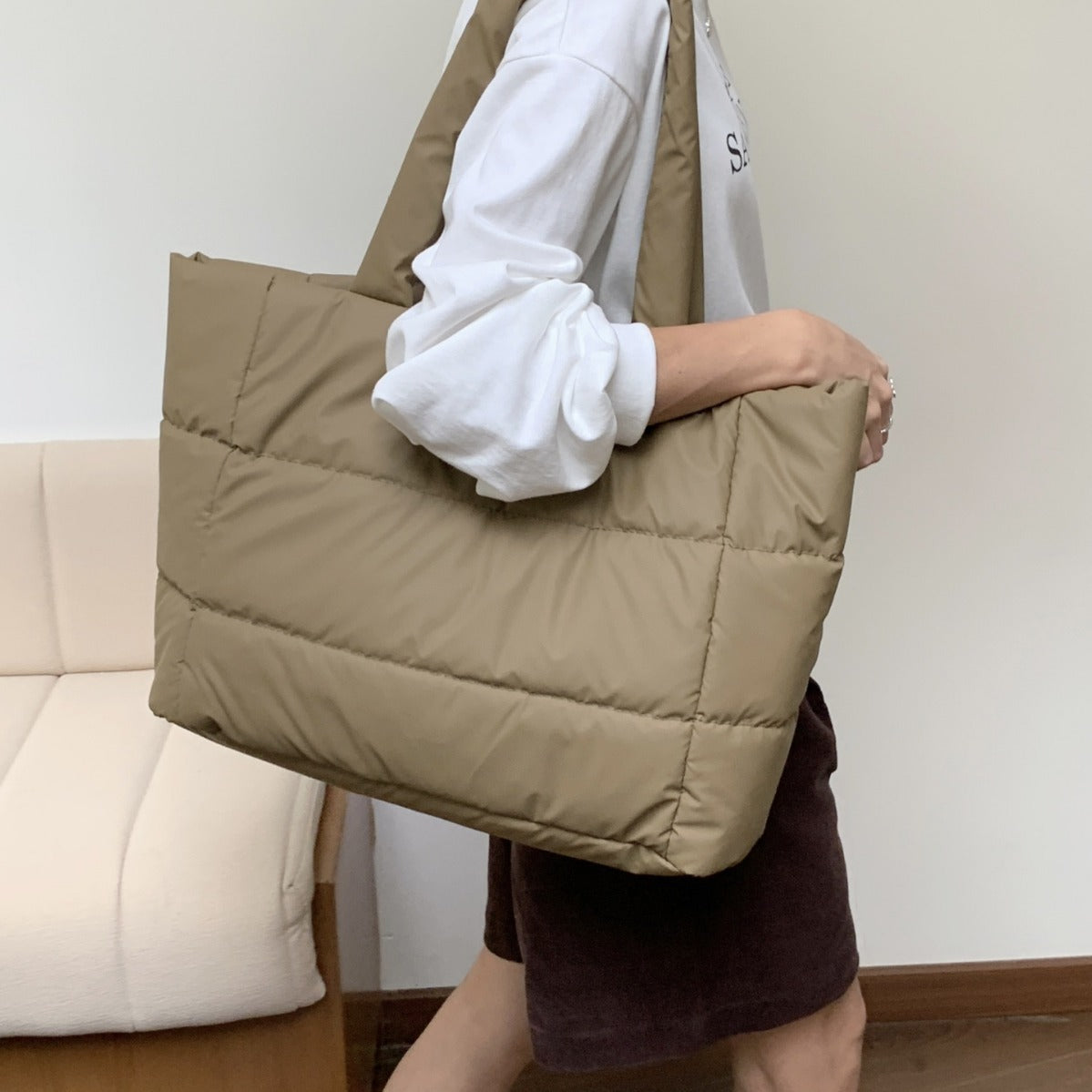 Soft Cotton-filled Tote Bag Portable Shoulder