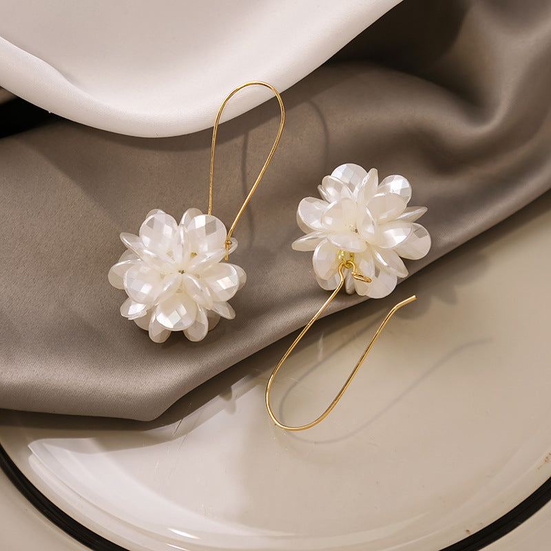 White Petal Geometric Earrings