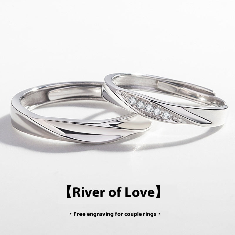 S925 Sterling Silver Love Couple Ring