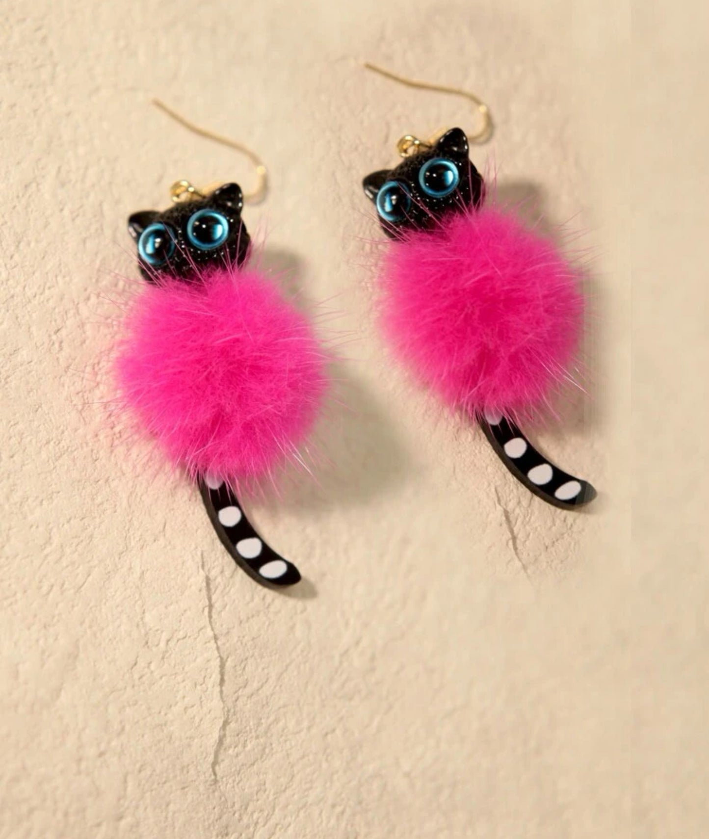 Cute Plush Black Cat Earrings