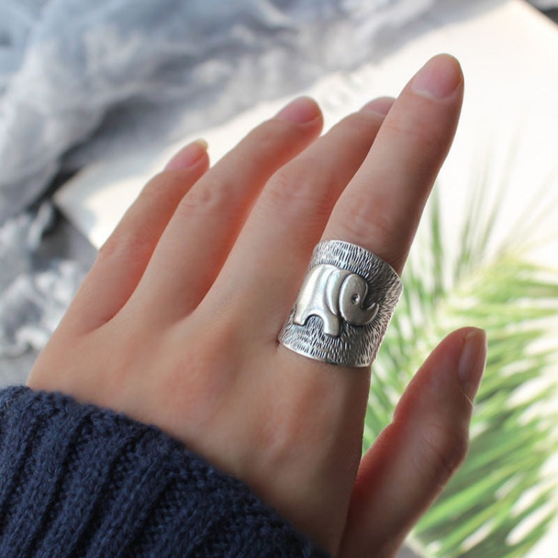 Retro Artistic Elephant Ring