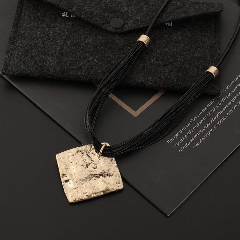 Simple Women's Metal Square Pendant