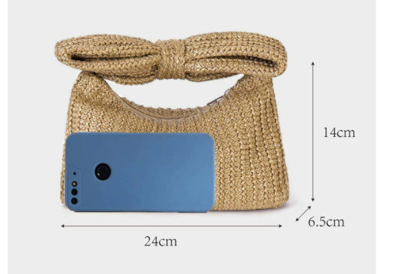 Minimalist Bowknot Straw Handbag