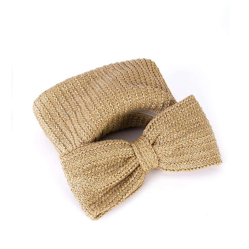 Minimalist Bowknot Straw Handbag