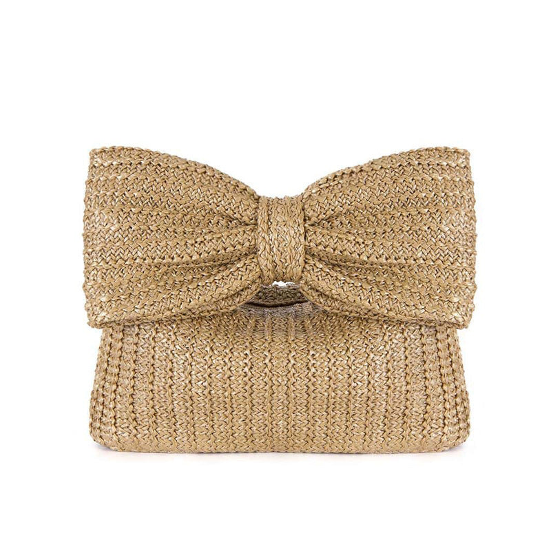 Minimalist Bowknot Straw Handbag