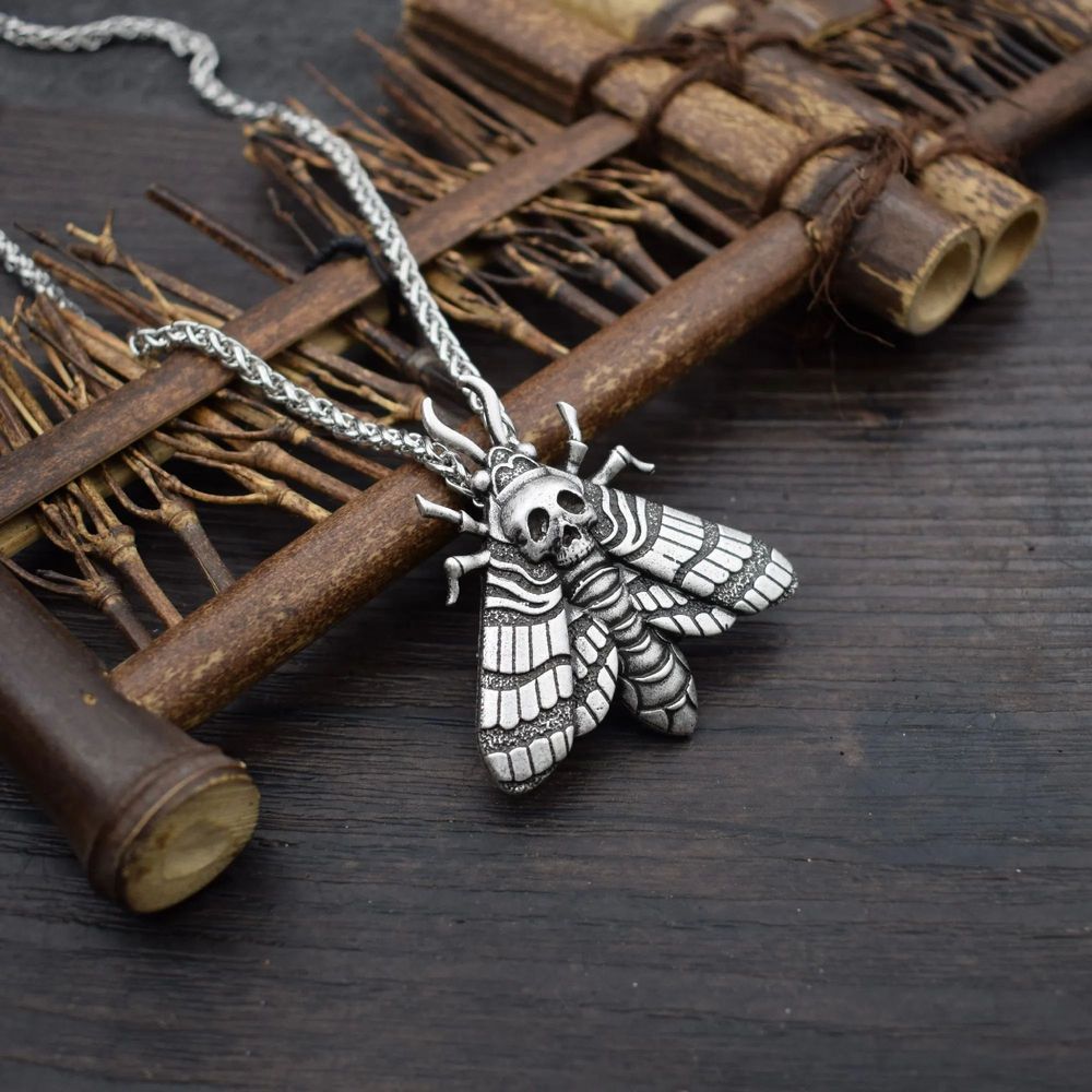 Gothic Style Death Moth Necklace