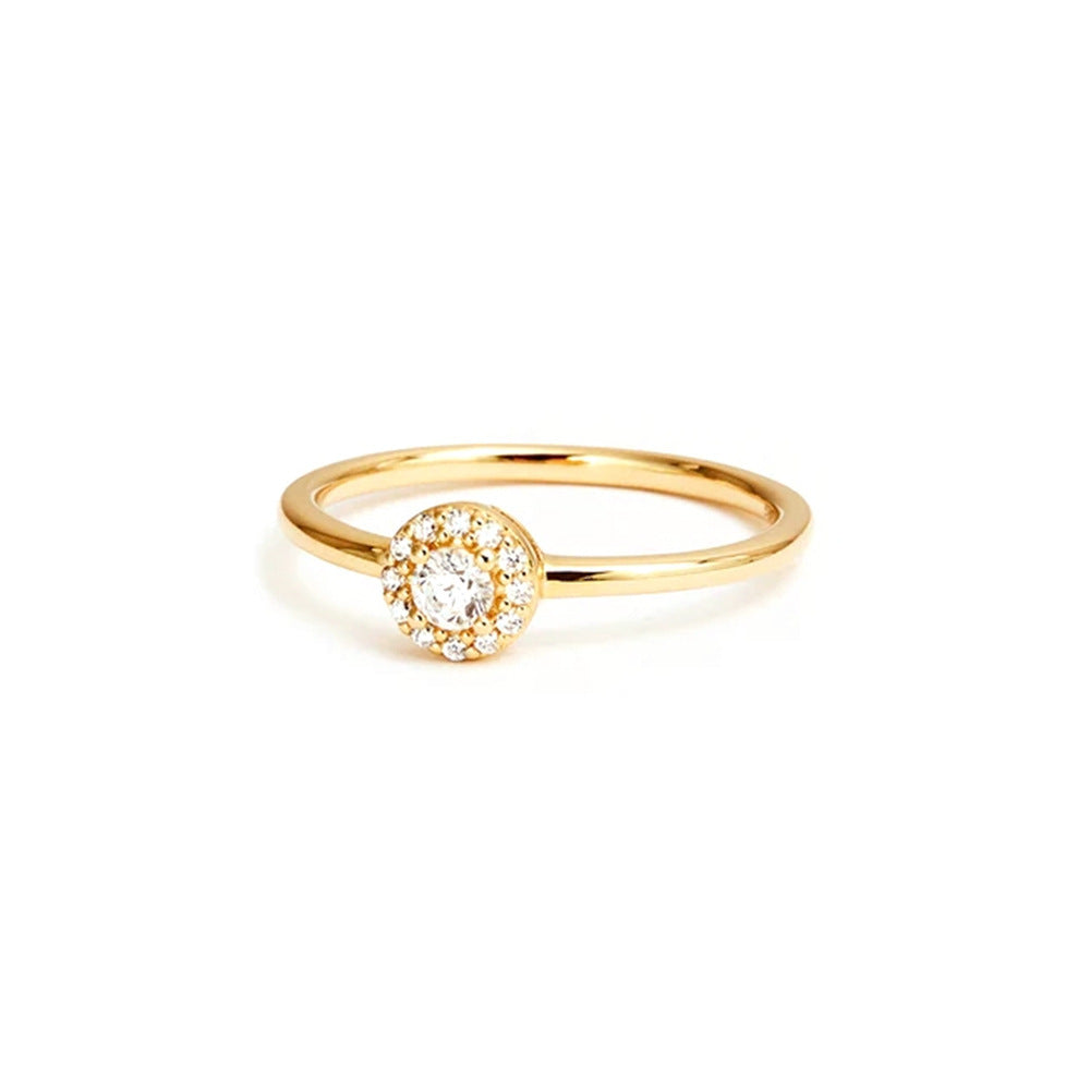 Wind Rounded Corner Moissanite Ring 18K Gold