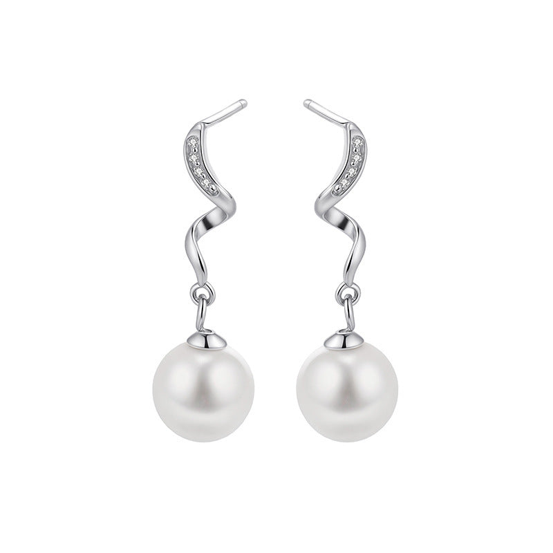 Summer Hot Pattern Spiral Pearl Stud Earrings For Women