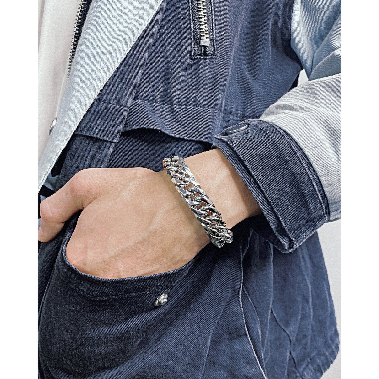 Cuban Link Chain Titanium Steel Bracelet Men