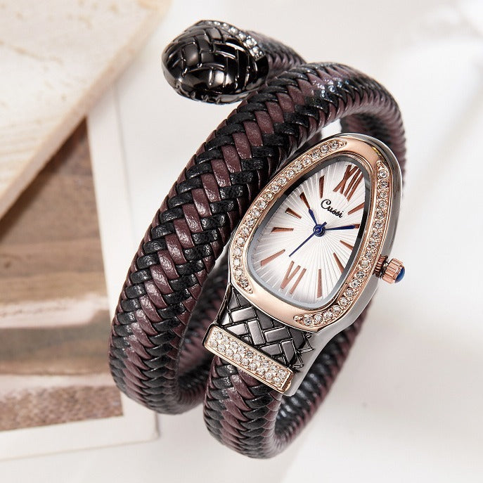 Snake Fashion Diamond Leather Strap Women's Watch