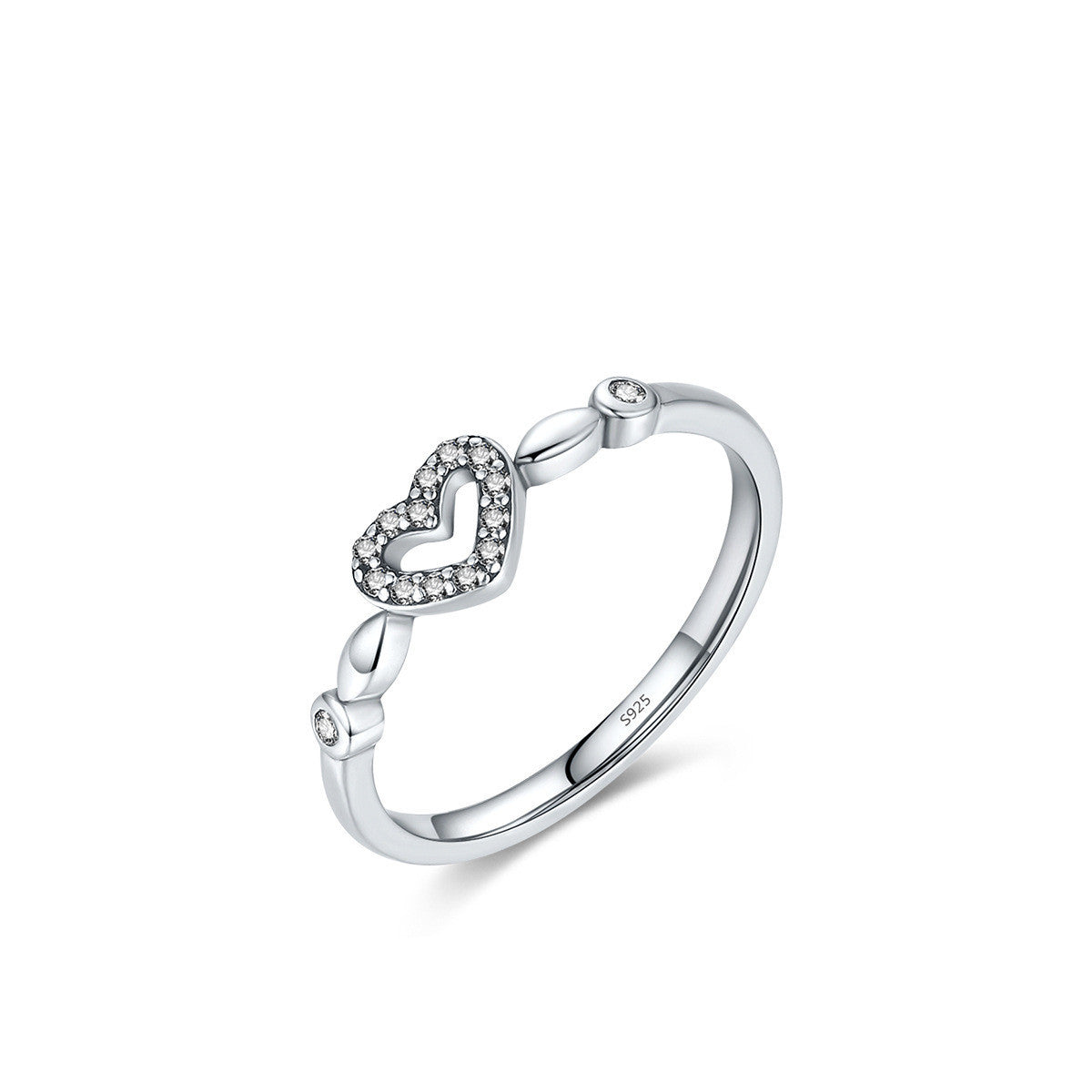 YANLOK S925 Sterling Silver Heart-shaped Niche Sweet Distressed Ring