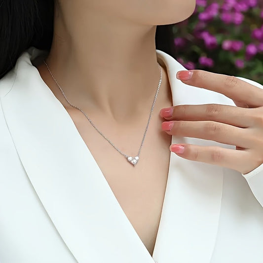 Sterling Silver Moissanite Heart Necklace