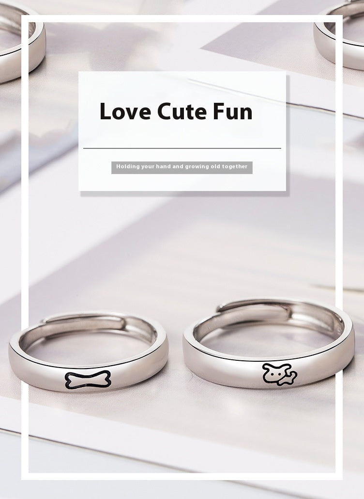 S925 Sterling Silver Love Couple Ring