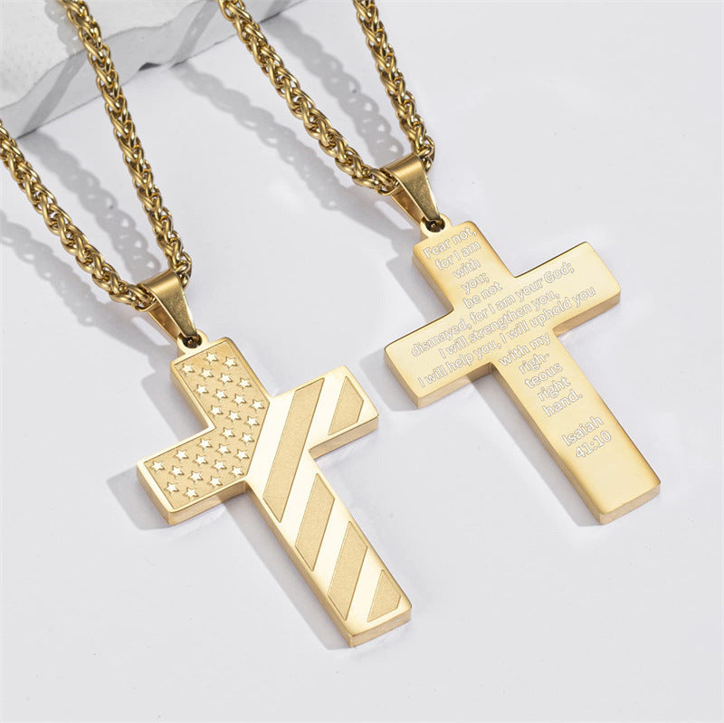 Cross Flag Necklace Letters High Sense Hip Hop