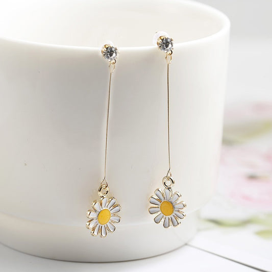 Summer Fresh And Versatile Colorful Daisy Flower Earrings