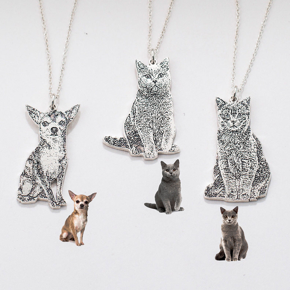 Creative Stainless Steel Character Pet Necklace