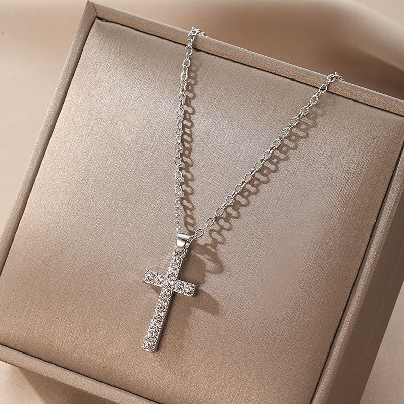 Men's And Women's Classic Accessories Diamond Cross Necklace