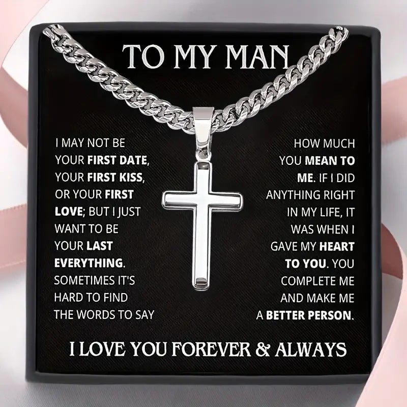 Popular New To My Man Glossy Cross Pendant Necklace