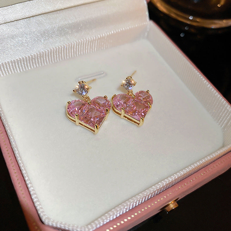 Heart-shaped Zircon Stud Earrings